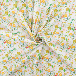 Popeline Imprimé Digital Aquarelle Fleuri Jaune - Maison Klem