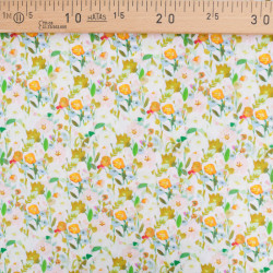 Popeline Imprimé Digital Aquarelle Fleuri Jaune - Maison Klem