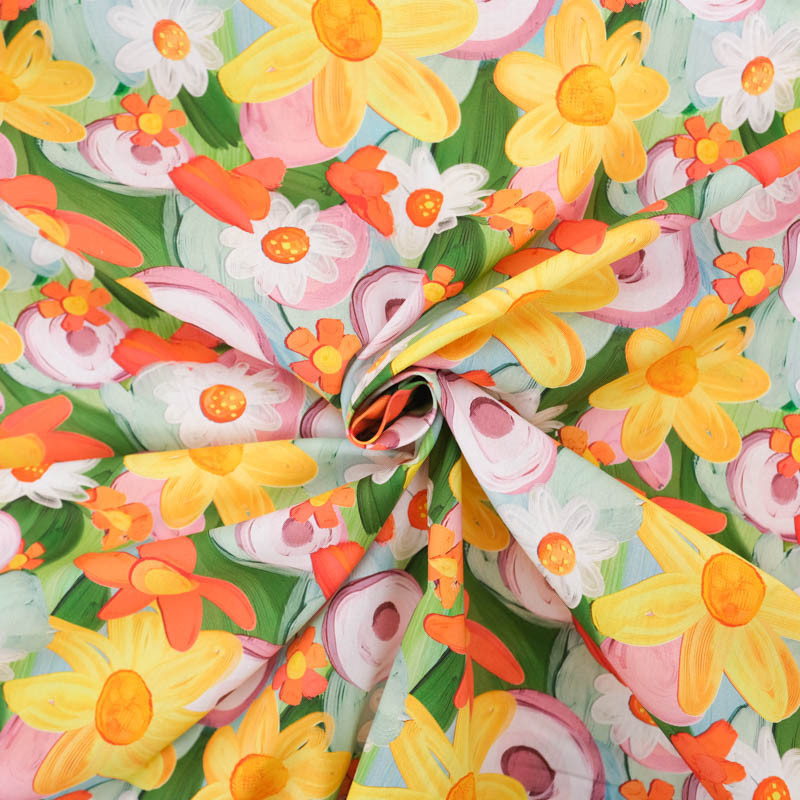 Popeline Imprimé Digital Cali Jaune - Maison Klem