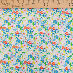 Popeline Imprimé Digital Aquarelle Fleuri Bleu - Maison Klem