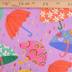 Popeline Imprimé Digital Umbrella Mauve - Maison Klem