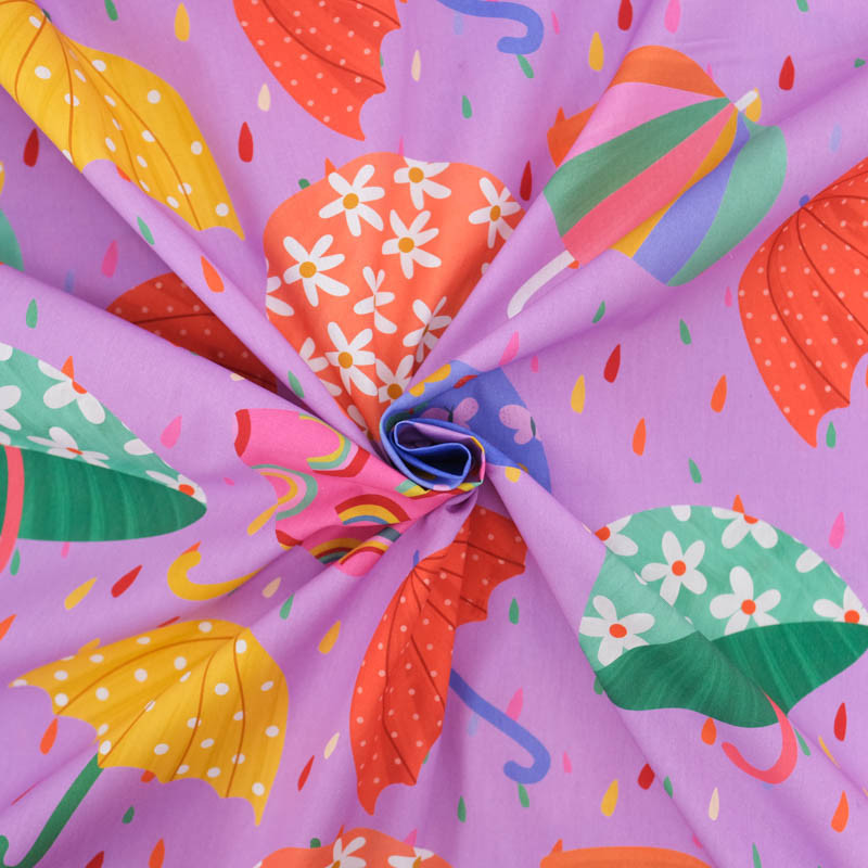 Popeline Imprimé Digital Umbrella Mauve - Maison Klem