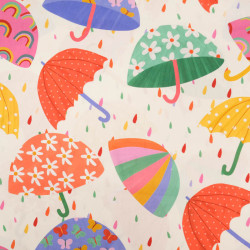 Popeline Imprimé Digital Umbrella Ecrue - Maison Klem