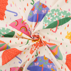 Popeline Imprimé Digital Umbrella Ecrue - Maison Klem