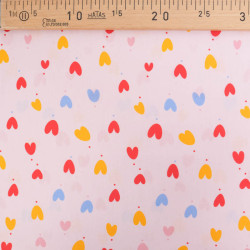 Popeline Imprimé Mini Cœurs Fond Rose - Maison Klem