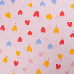 Popeline Imprimé Mini Cœurs Fond Rose - Maison Klem