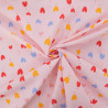 Popeline Imprimé Mini Cœurs Fond Rose - Maison Klem
