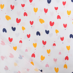Popeline Imprimé Mini Cœurs Fond Blanc - Maison Klem