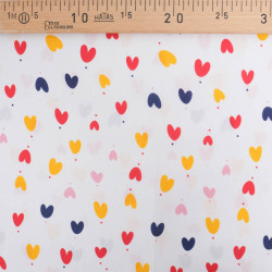 Popeline Imprimé Mini Cœurs Fond Blanc - Maison Klem