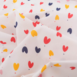 Popeline Imprimé Mini Cœurs Fond Blanc - Maison Klem