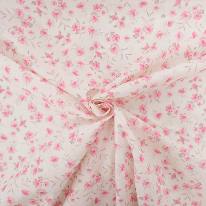 Popeline Imprimé Petites Fleurs Roses Vintages - Maison Klem