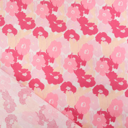 Popeline Imprimé Fleuri Nuances Roses - Maison Klem