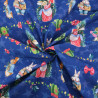 Popeline Imprimé Noël Antan Bleu Marine - Maison Klem