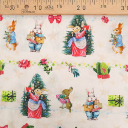 Popeline Imprimé Noël Antan Beige - Maison Klem