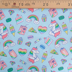 Popeline Imprimé Licorne Pop Bleu - Maison Klem