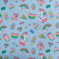 Popeline Imprimé Licorne Pop Bleu - Maison Klem