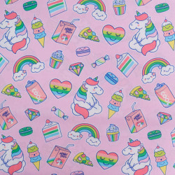 Popeline Imprimé Licorne Pop Rose - Maison Klem