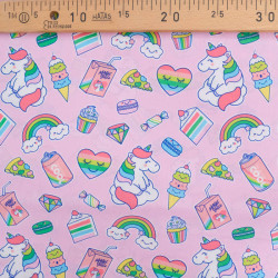 Popeline Imprimé Licorne Pop Rose - Maison Klem