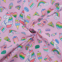 Popeline Imprimé Licorne Pop Rose - Maison Klem