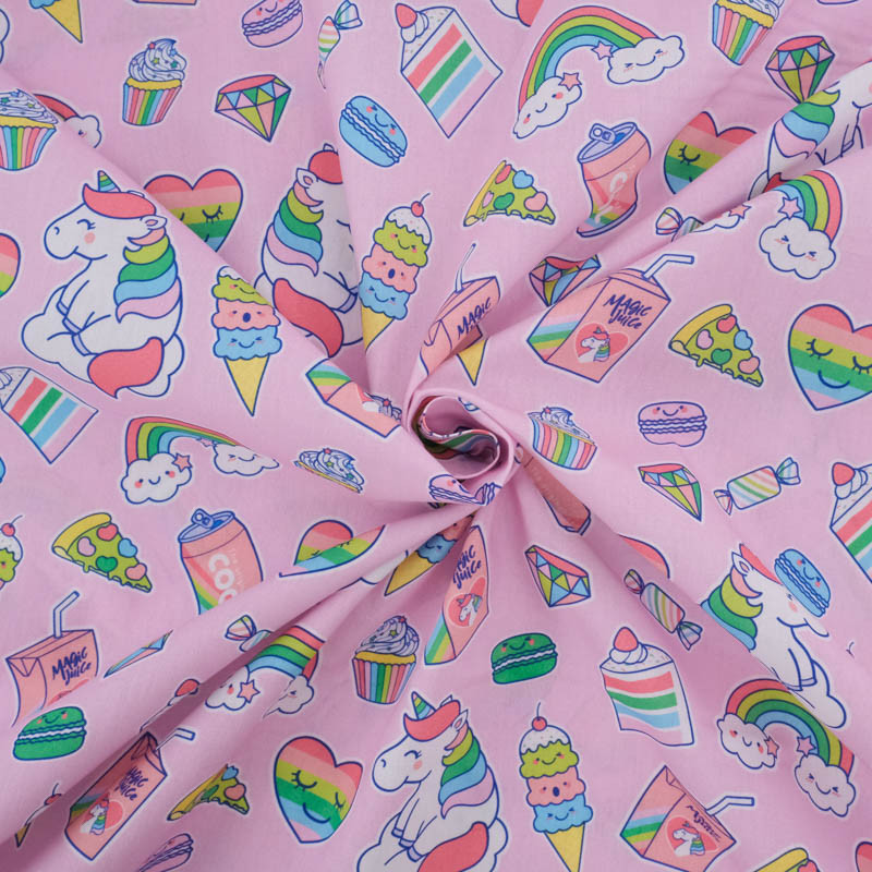 Popeline Imprimé Licorne Pop Rose - Maison Klem