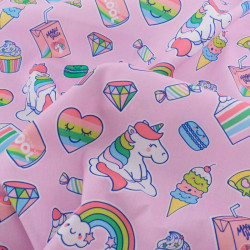 Popeline Imprimé Licorne Pop Rose - Maison Klem