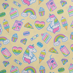 Popeline Imprimé Licorne Pop Jaune - Maison Klem