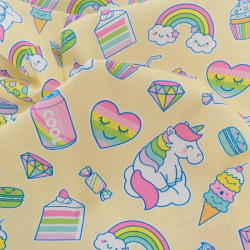 Popeline Imprimé Licorne Pop Jaune - Maison Klem